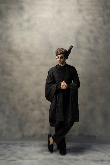 Regal Black Handcrafted Sherwani