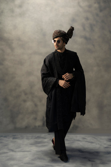 Regal Black Handcrafted Sherwani