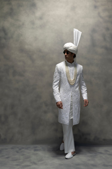 Pure White Heritage Full Handwork Sherwani