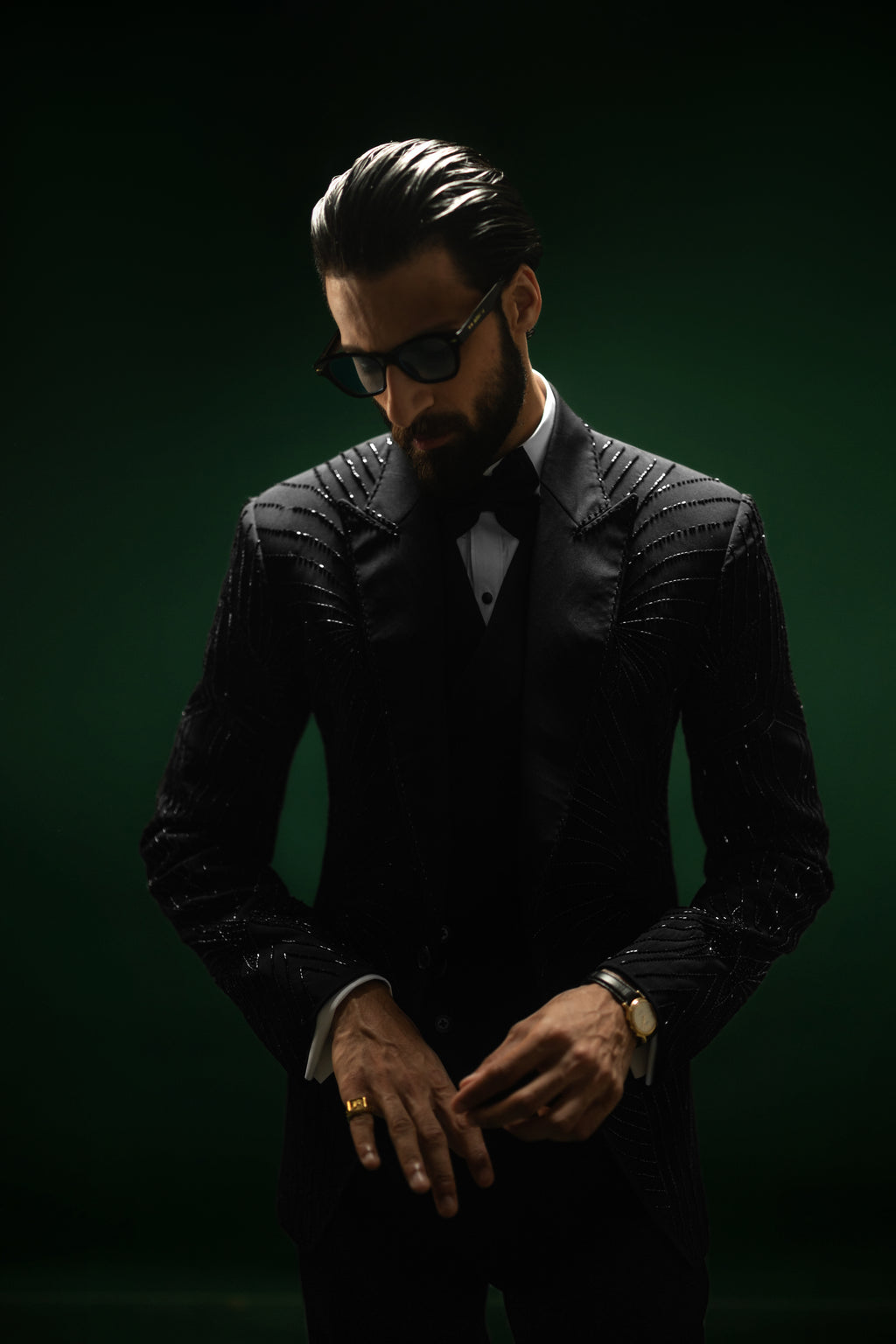 Obsidian Éclat – The Linear Handwork Tuxedo Humayunalamgir