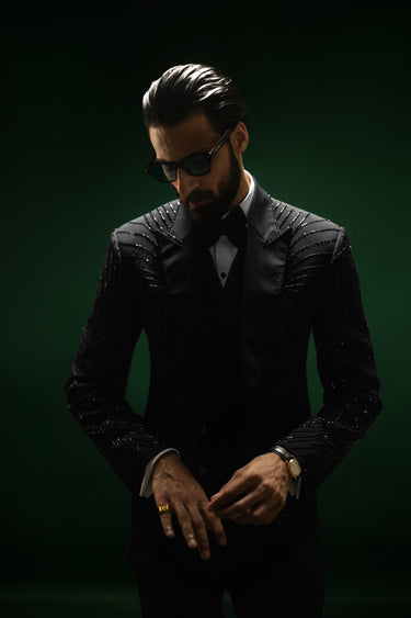 Obsidian Éclat – The Linear Handwork Tuxedo Humayunalamgir