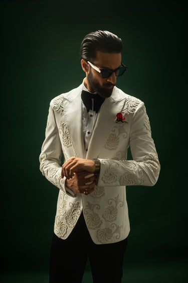 WHITE ARMANI 3P TUXEDO Humayunalamgir