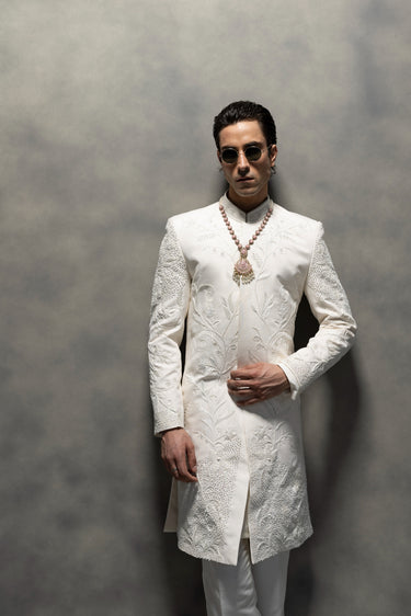 Ivory Handcrafted Sherwani Ensemble