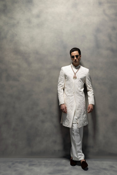 Ivory Handcrafted Sherwani Ensemble
