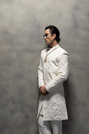 Ivory Handcrafted Sherwani Ensemble