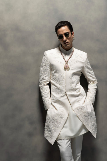 Ivory Handcrafted Sherwani Ensemble