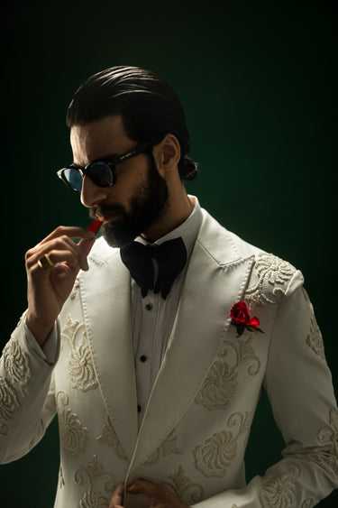 WHITE ARMANI 3P TUXEDO Humayunalamgir