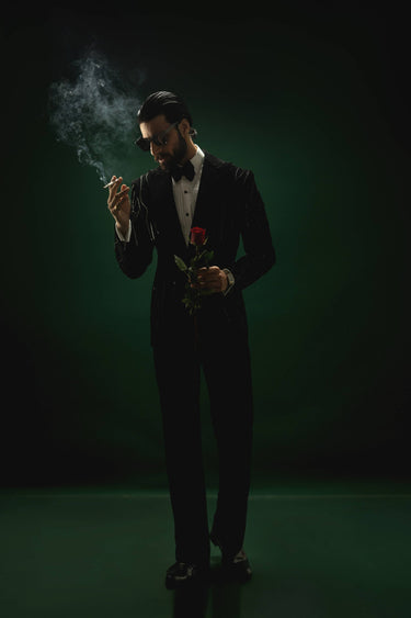 Velion – Midnight black Velvet Tuxedo Humayunalamgir