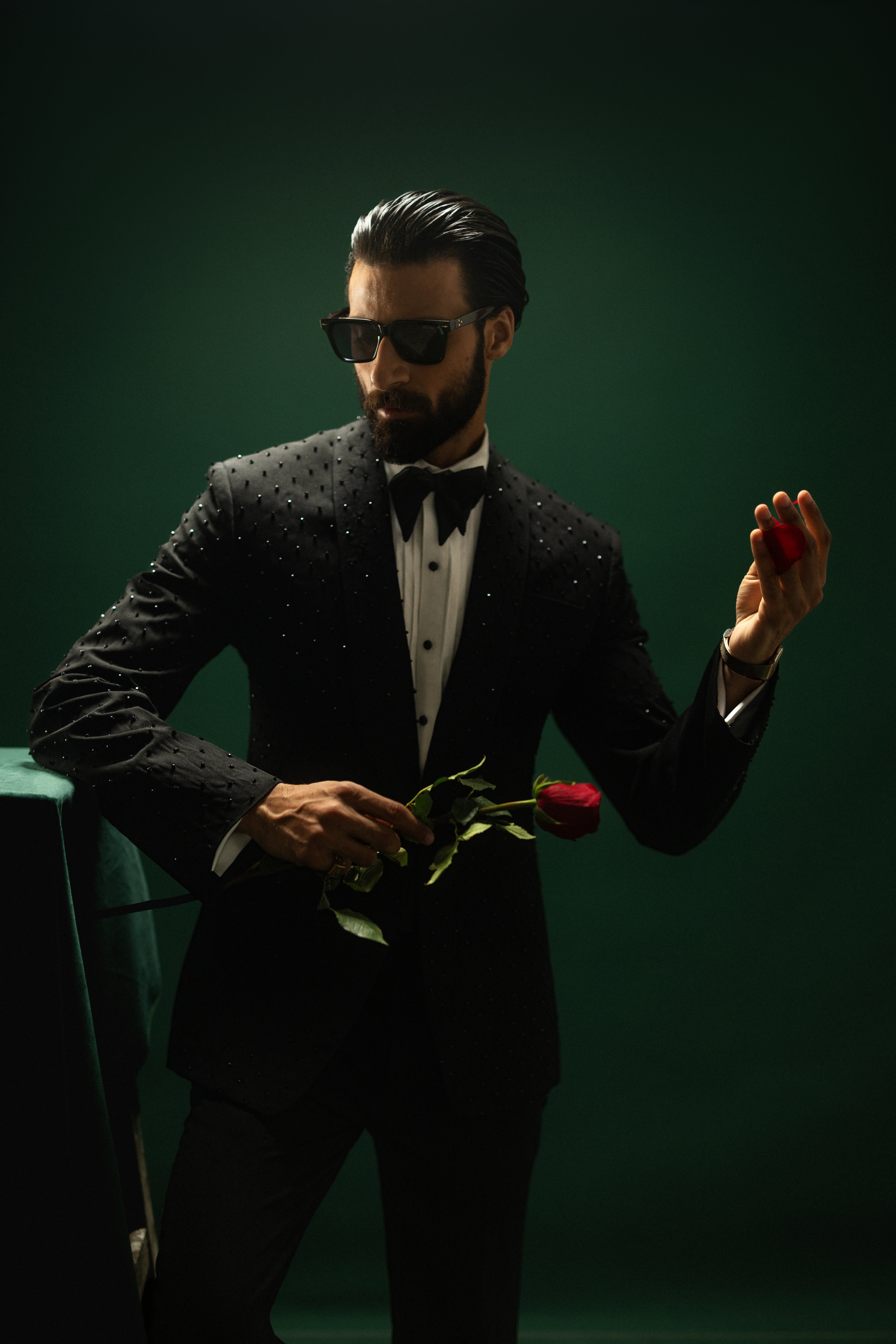 Noir Éclat – The Beaded Midnight Tuxedo Humayunalamgir