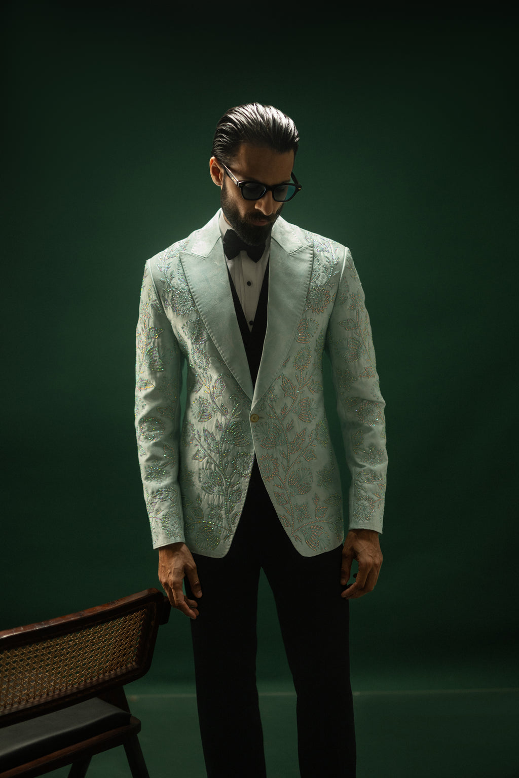 Eshaan – Mint Green Self Majesty Tuxedo Humayunalamgir