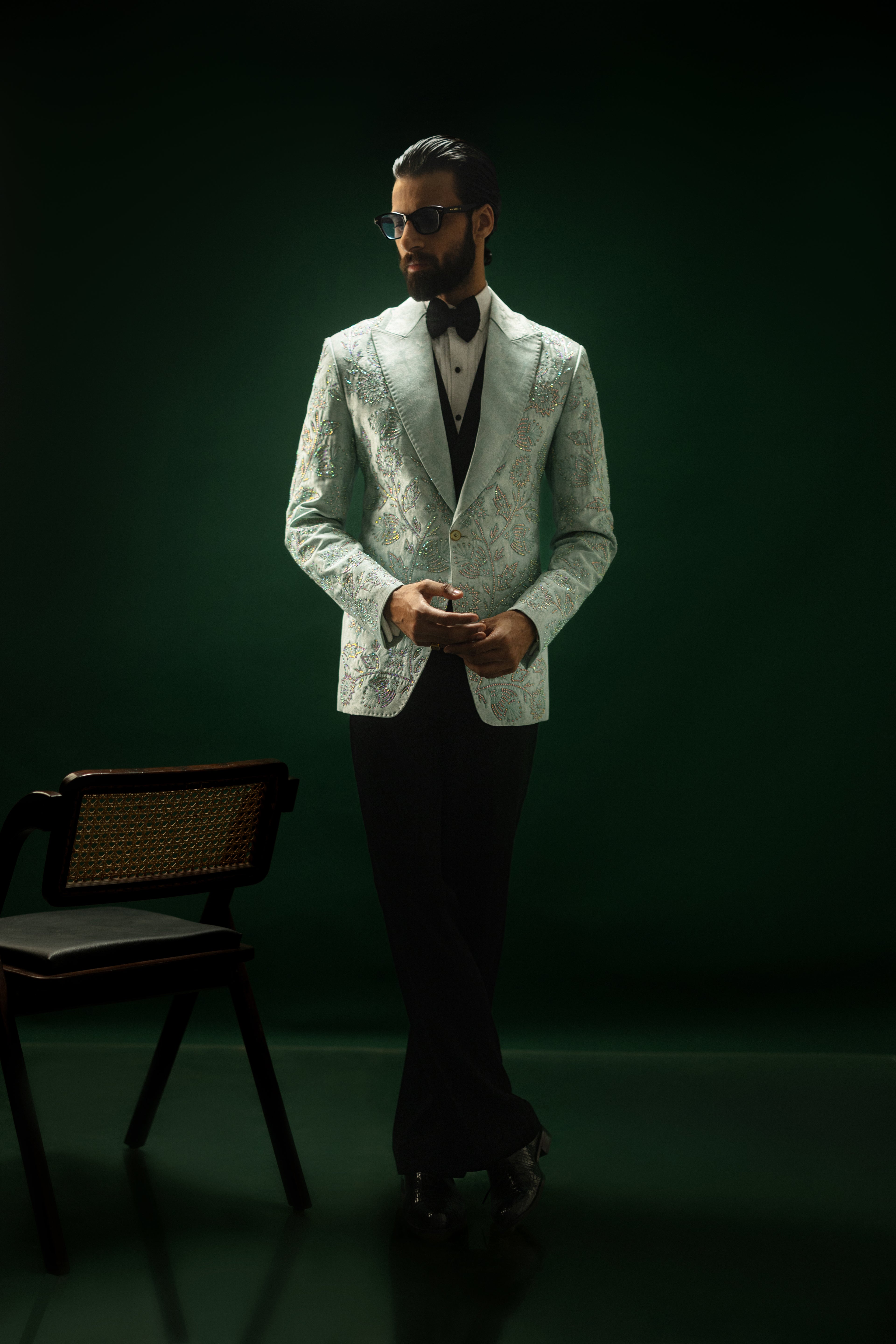 Eshaan – Mint Green Self Majesty Tuxedo Humayunalamgir