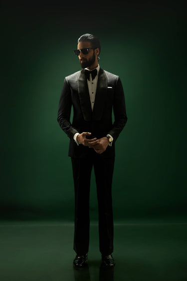 Noir Eclat – Textured Black Tuxedo Humayunalamgir
