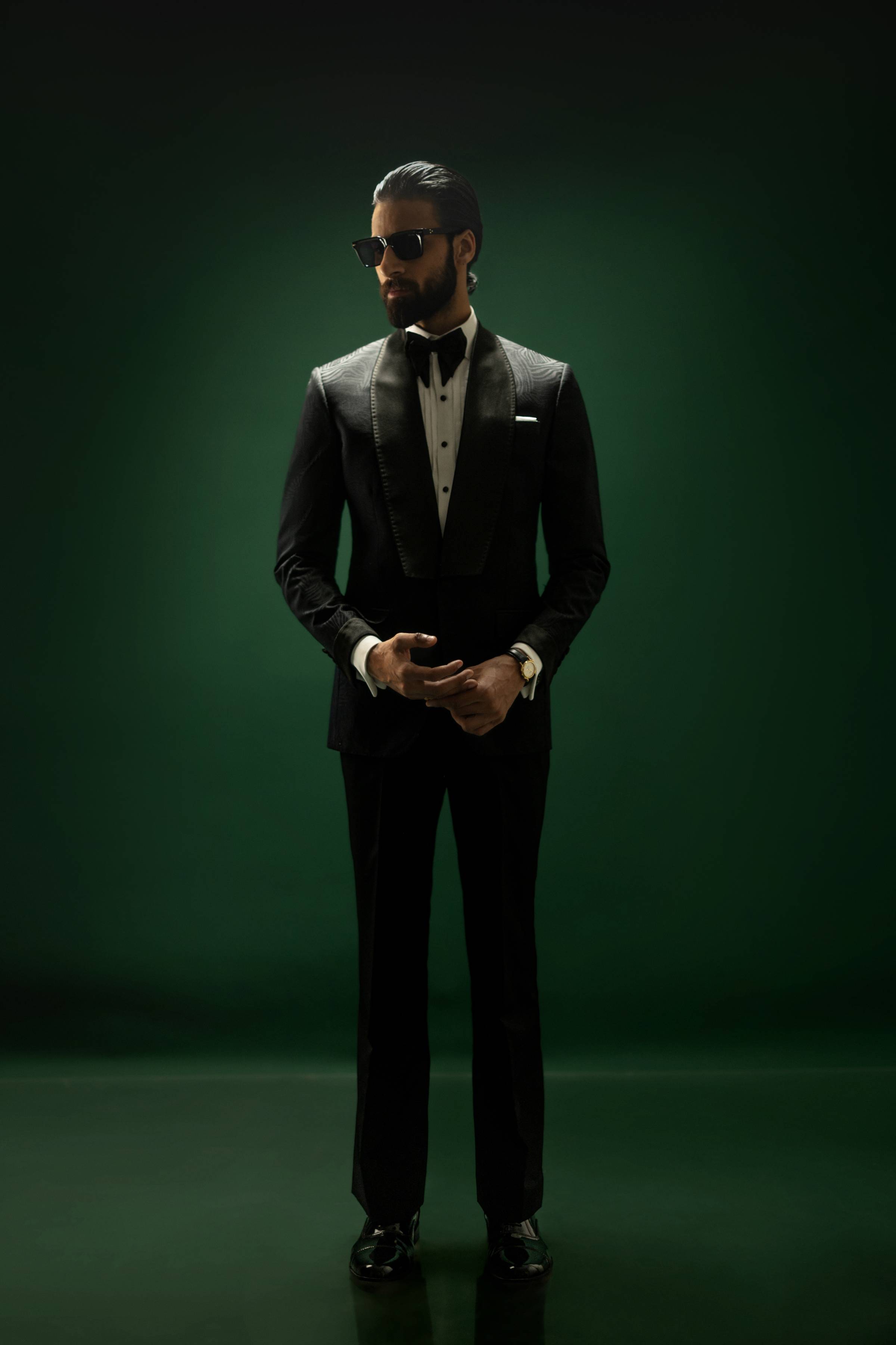 Noir Eclat – Textured Black Tuxedo Humayunalamgir
