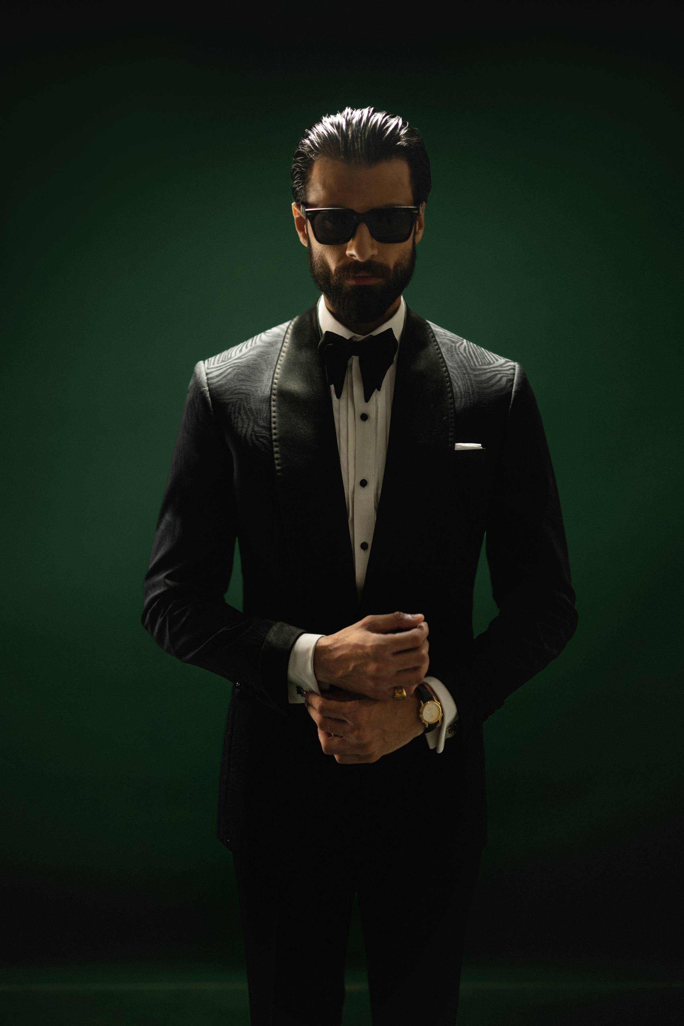 Noir Eclat – Textured Black Tuxedo Humayunalamgir