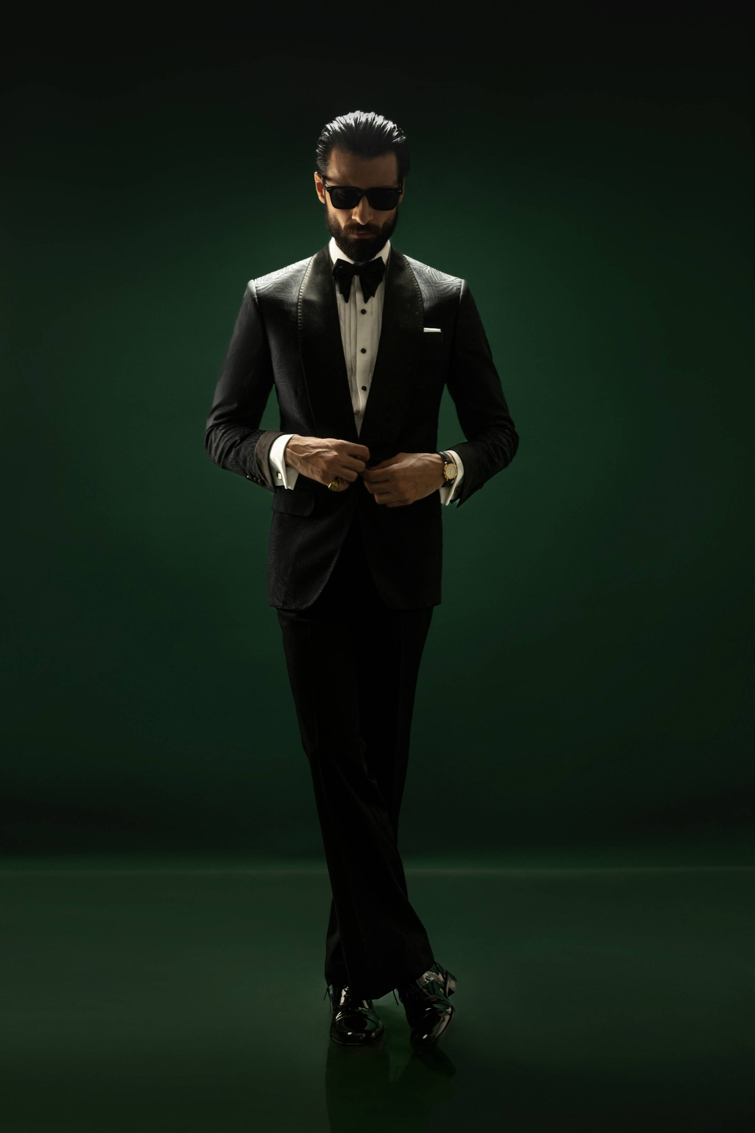 Noir Eclat – Textured Black Tuxedo Humayunalamgir
