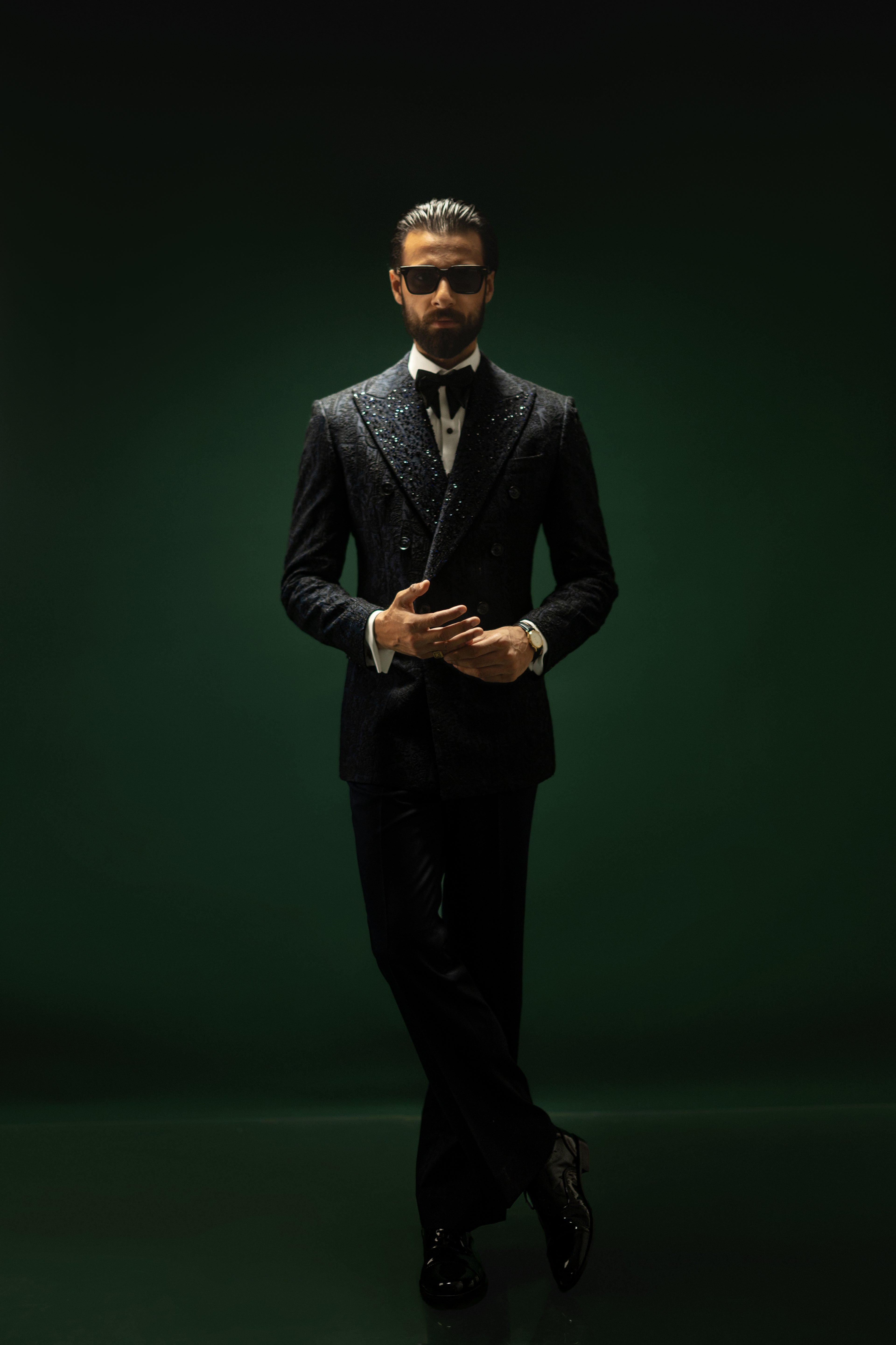 NAVY BLUE EMBROIDERY 2P TUX Humayunalamgir