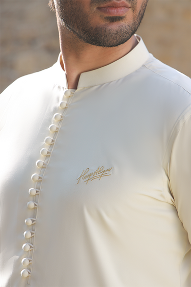 CREAM WASH N WEAR KURTA PAJAMA Humayunalamgir