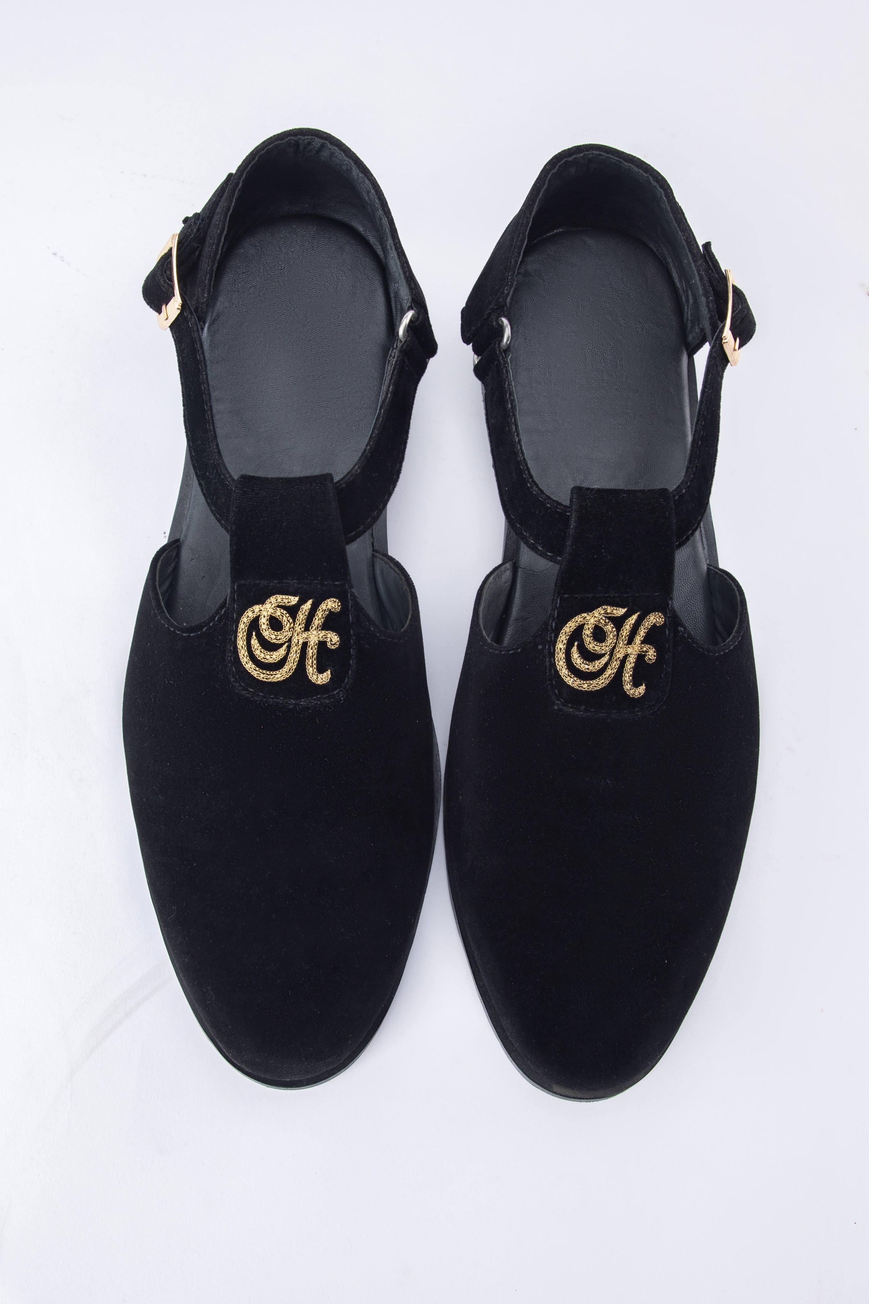 Black velvet sandal Shoes humyaunalamgir