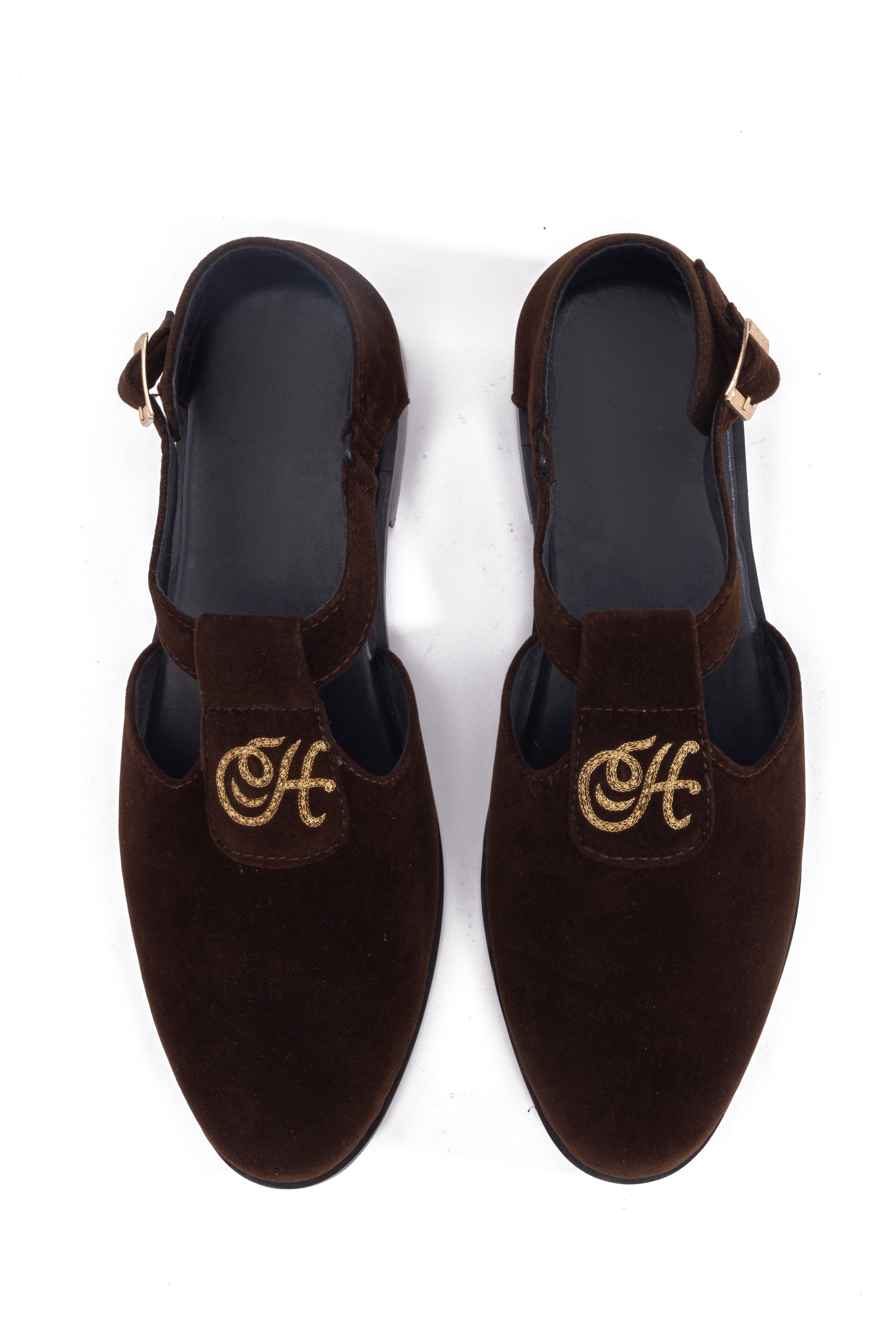 Brown velvet sandal Shoes humyaunalamgir