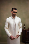 Ivory Self Handwork Cutdana Front Open Prince Coat humyaunalamgir S Prince Coat