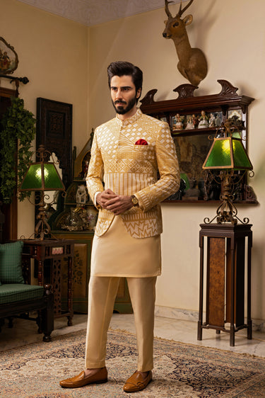 Light Peach Beige Prince Coat Nikkah humyaunalamgir S Prince Coat