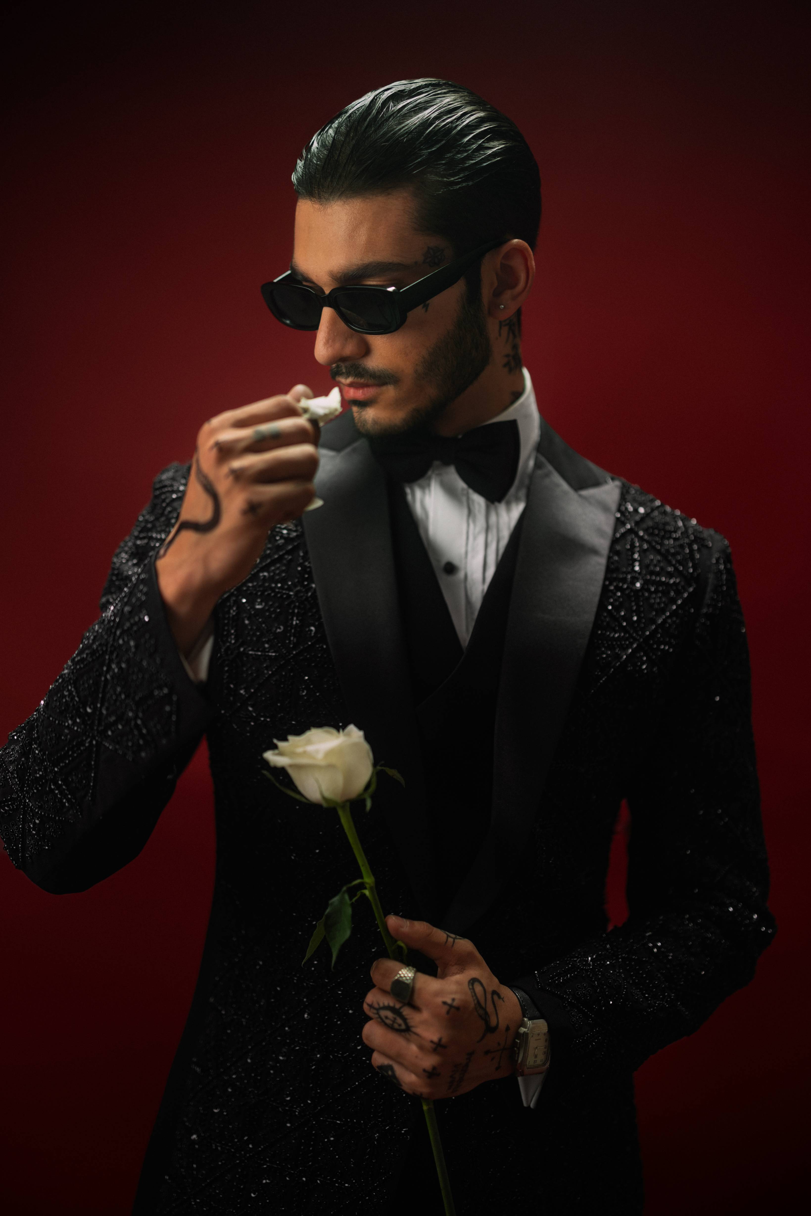 NOIR ROYALE – THE BLACK EMBELLISHED TUXEDO Humayunalamgir