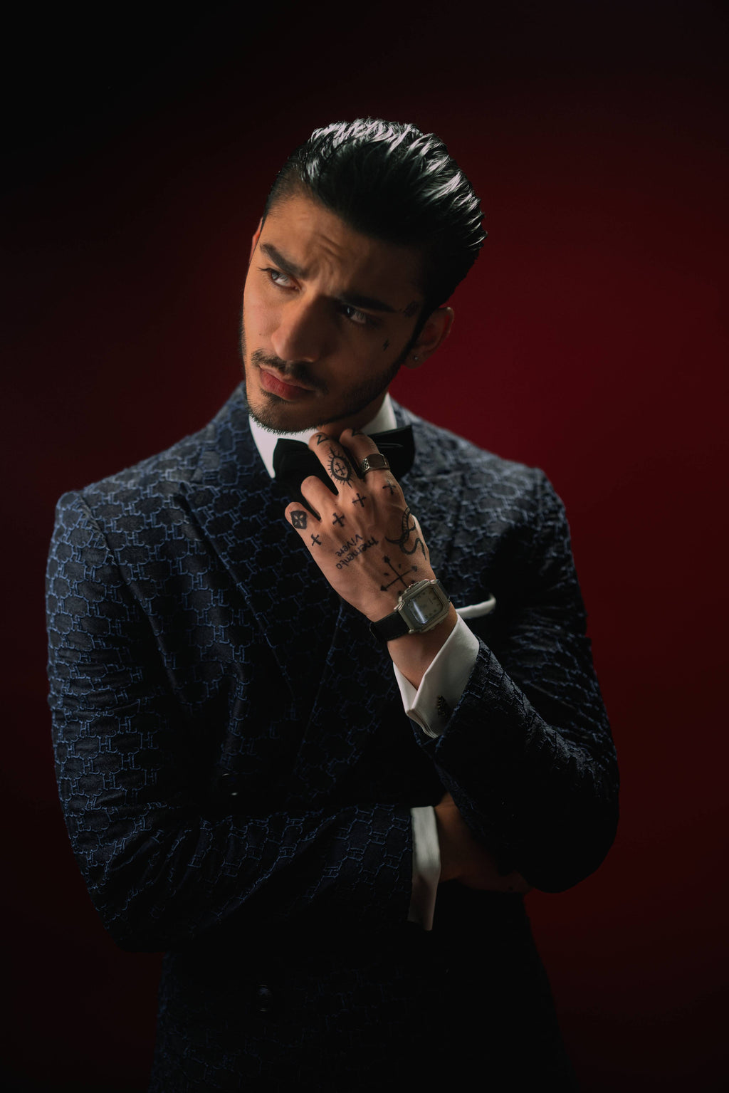 MIDNIGHT MOSAIC – TEXTURED NAVY BLUE TUXEDO HumayunAlamgir