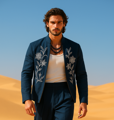 NAVY BLUE EMBROIDERED CO-RD SET Casual Humayun Alamgir