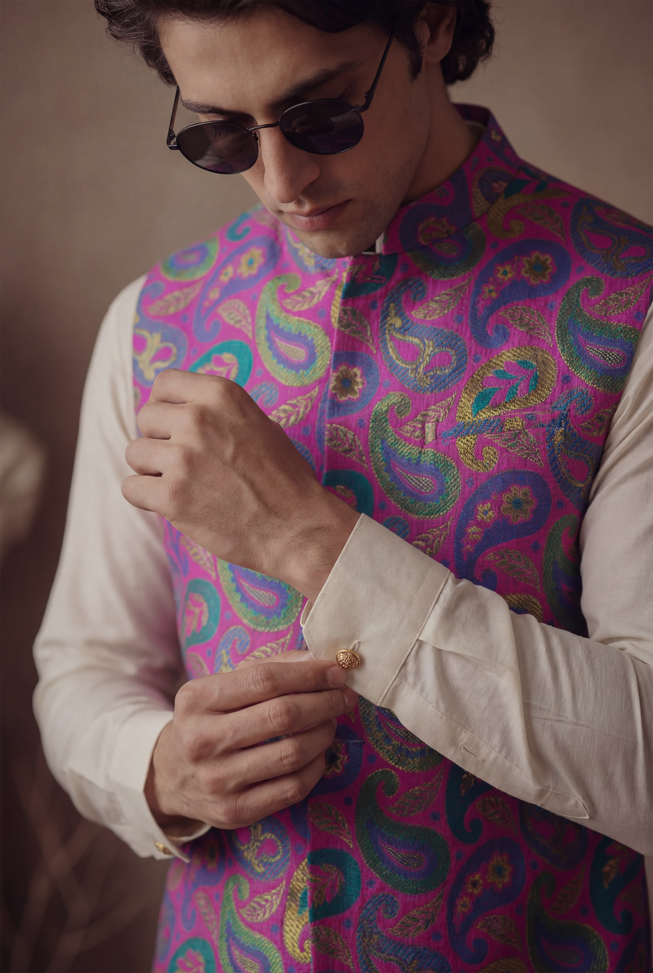 MULTI COLOUR JAMAWAR WAISTCOAT Humayunalamgir