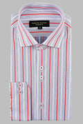 Light Blue Red Stripe Shirt Semi Formal humyaunalamgir S