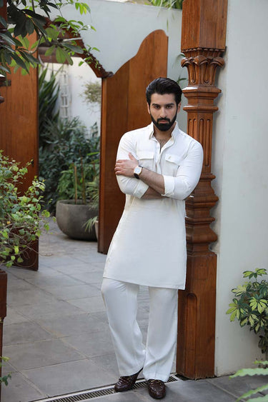 WHITE LINEN KURTA PAJAMA Humayunalamgir
