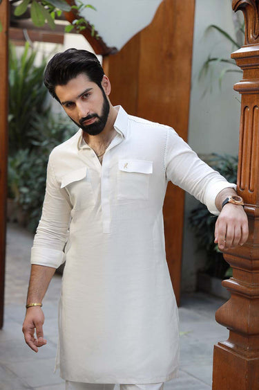 WHITE LINEN KURTA PAJAMA Humayunalamgir