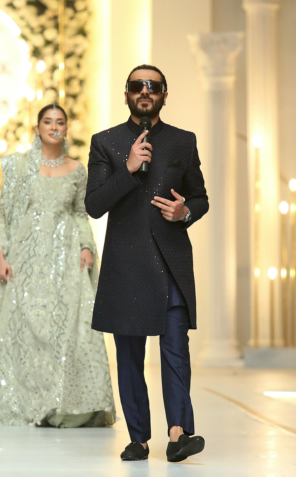 Navy Blue Sequence Sherwani Humayunalamgir