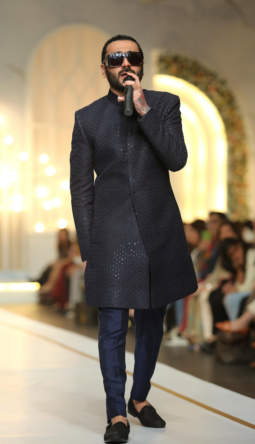 Navy Blue Sequence Sherwani Humayunalamgir