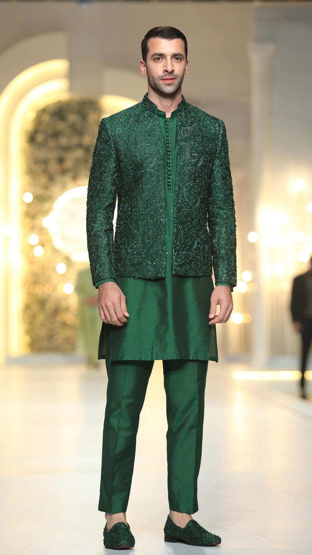 Bottle Green Prince Coat Mehndi Collection HumayunAlamgir