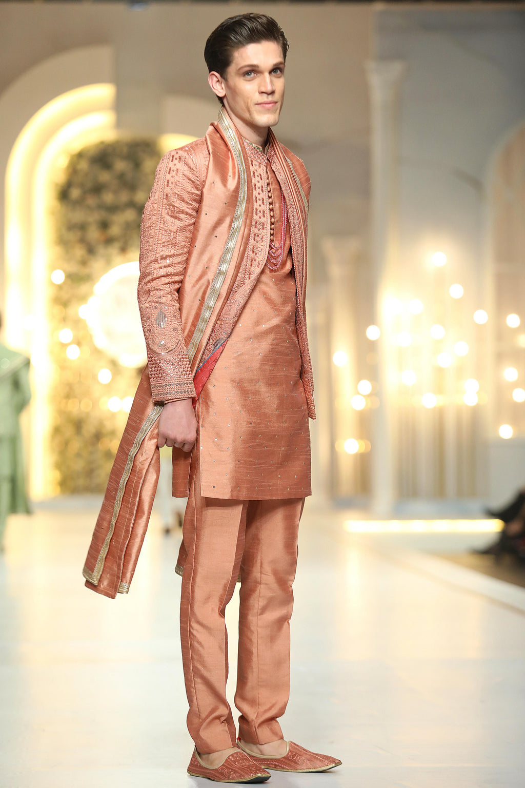 Tea Pink Prince Coat Mehndi Collection HumayunAlamgir