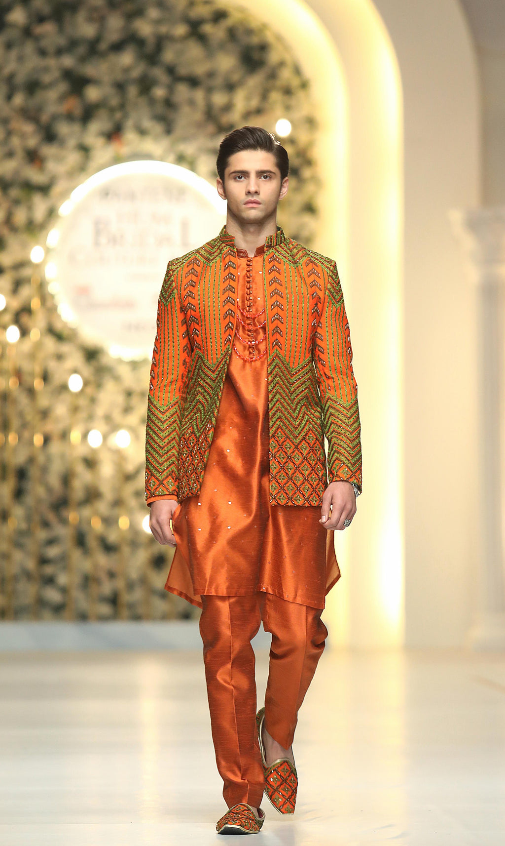 Orange Prince Coat Mehndi Collection HumayunAlamgir