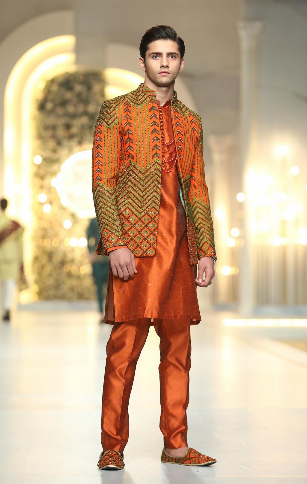 Orange Prince Coat Mehndi Collection HumayunAlamgir
