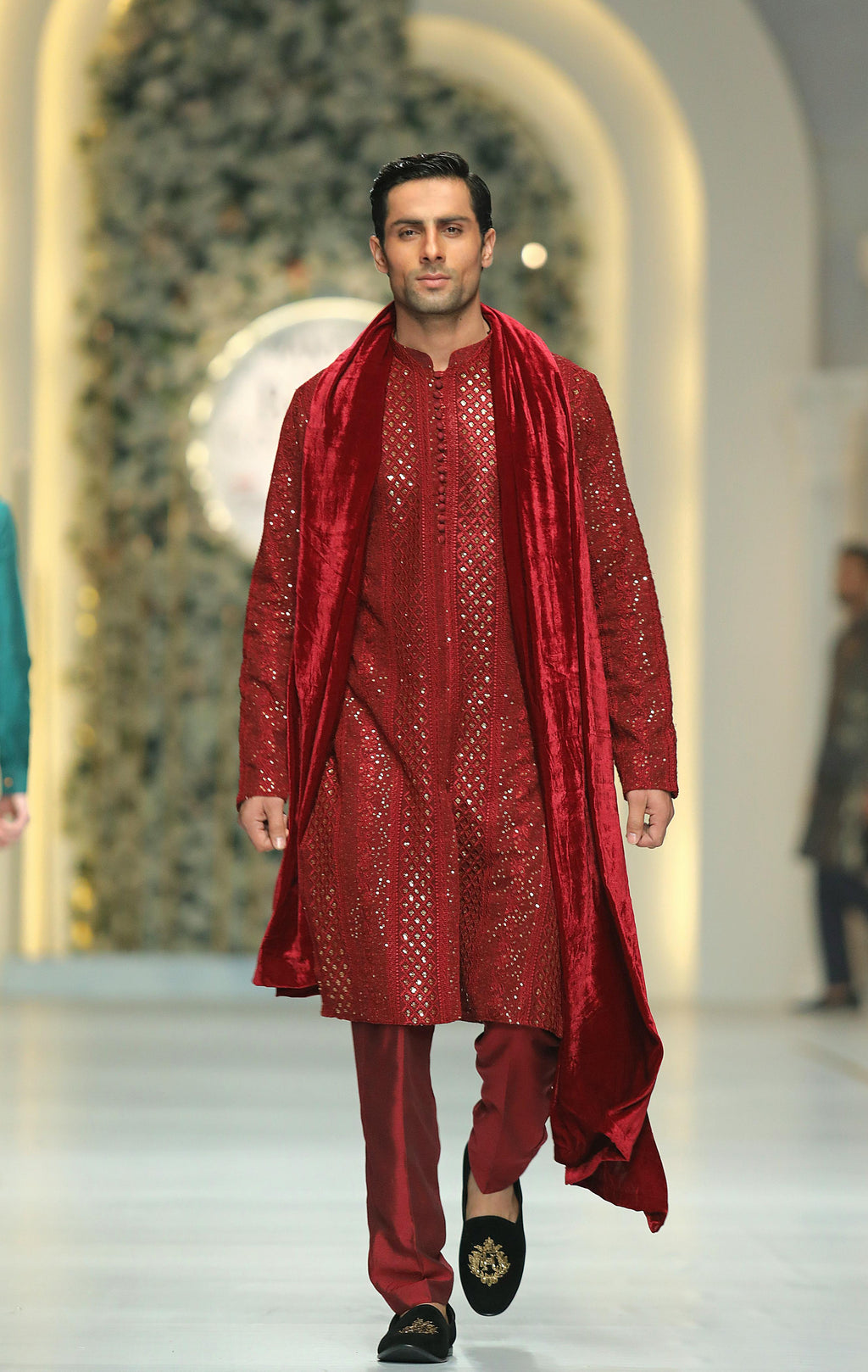 RED Sequence Kurta Pajama HumayunAlamgir