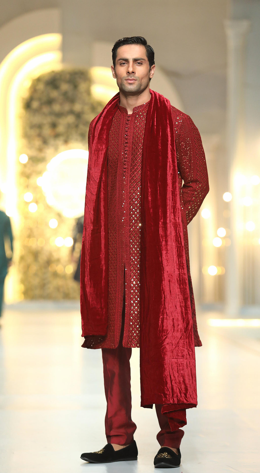 RED Sequence Kurta Pajama HumayunAlamgir