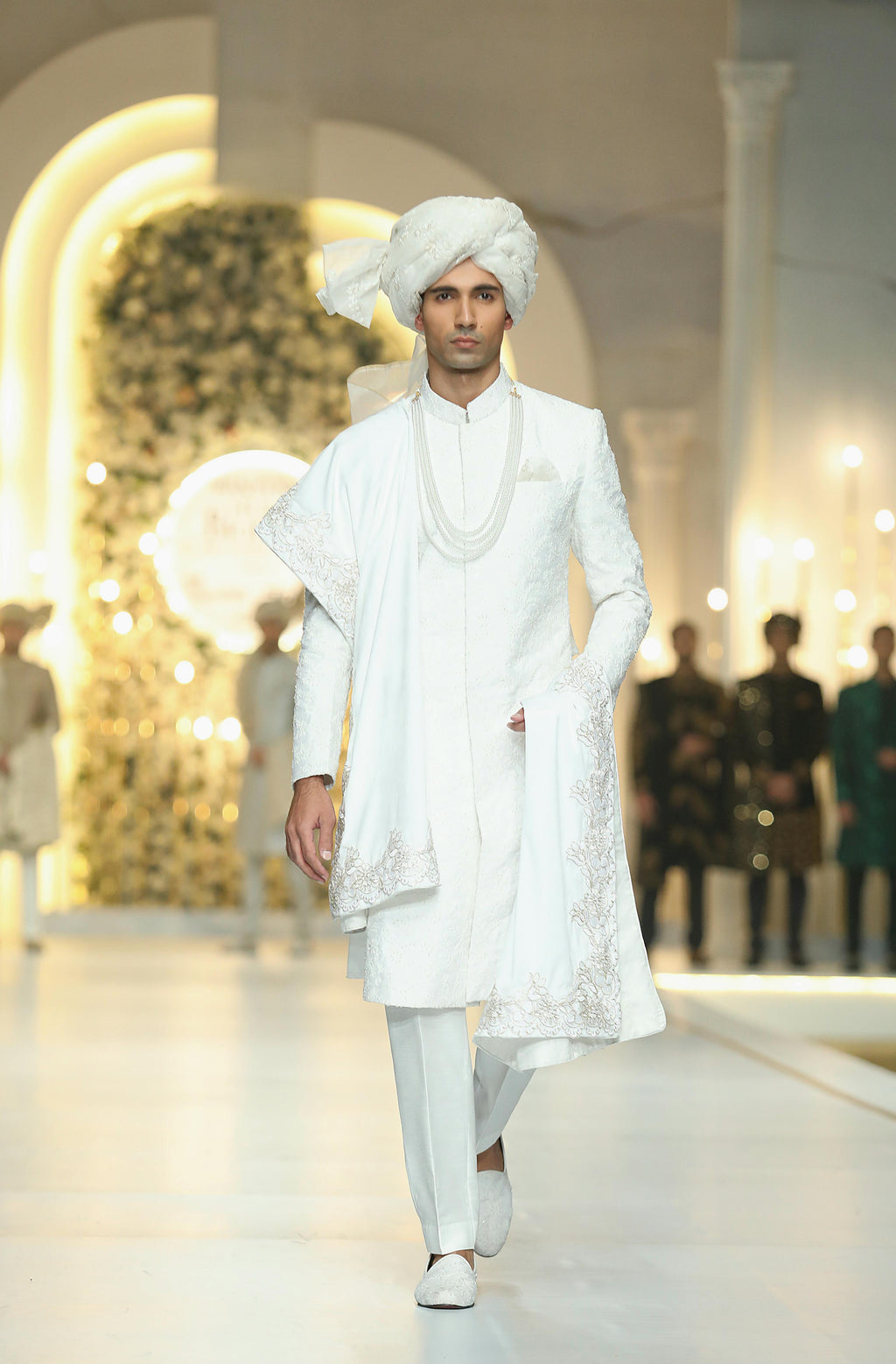 White Self Embroidered Sherwani Humayunalamgir