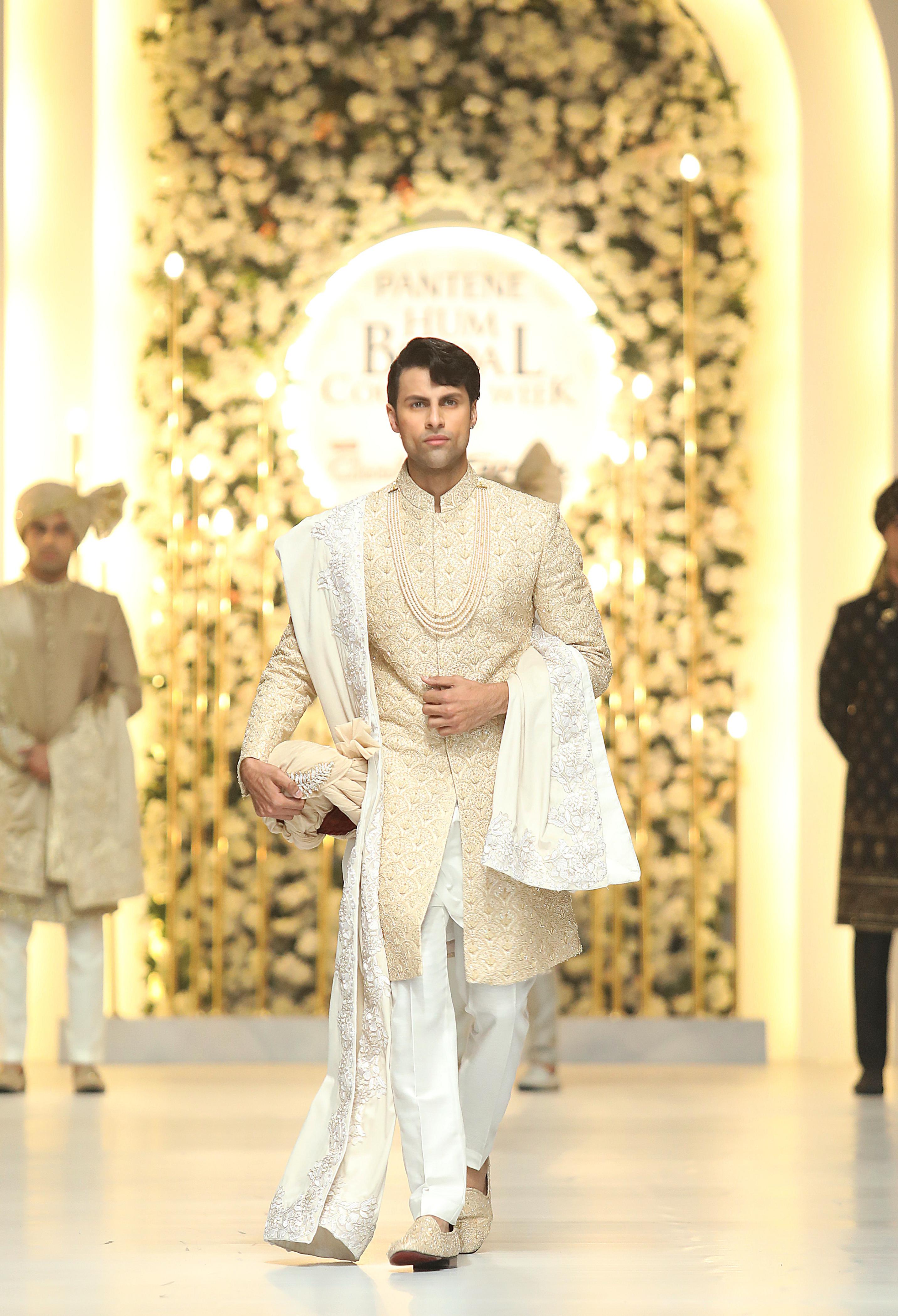 Beige Embroidered Sherwani Humayunalamgir