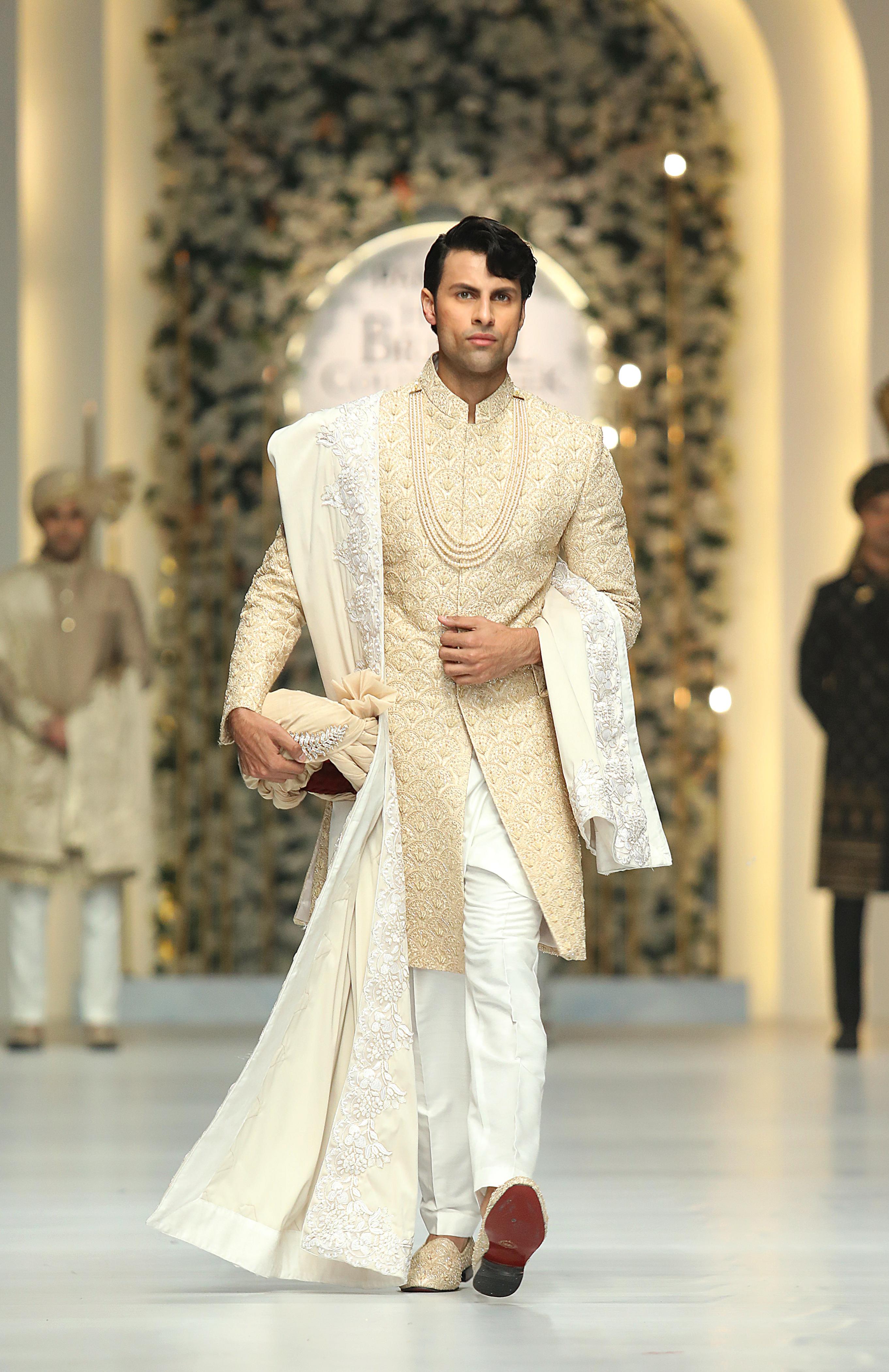 Beige Embroidered Sherwani Humayunalamgir