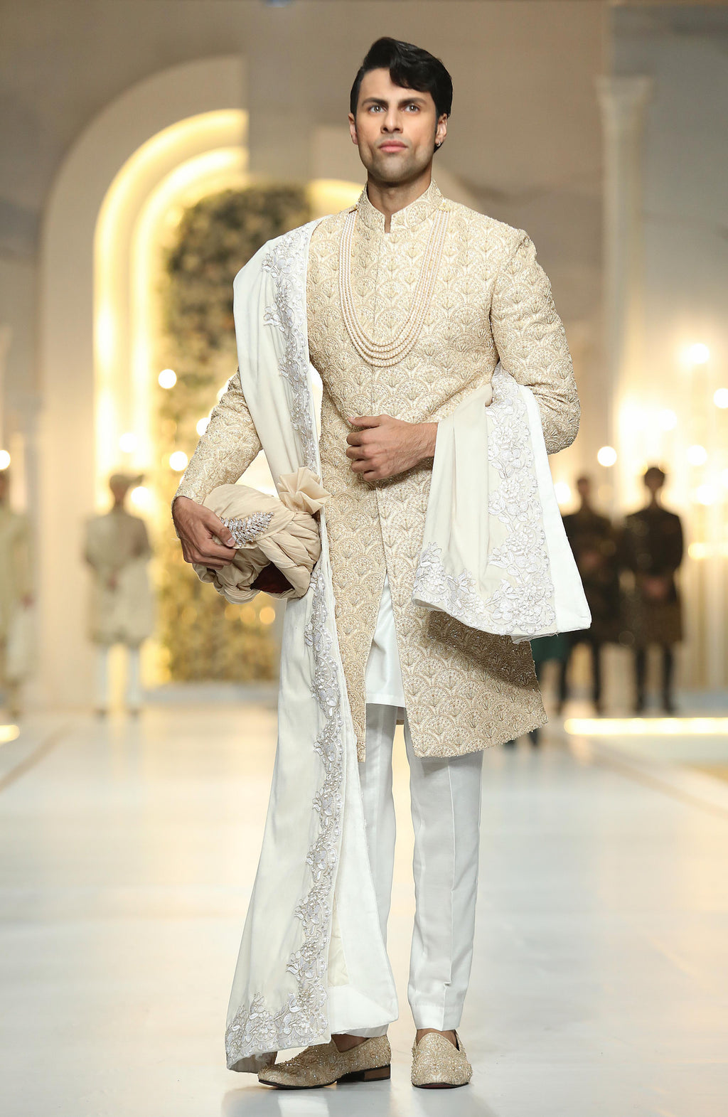 Beige Embroidered Sherwani Humayunalamgir