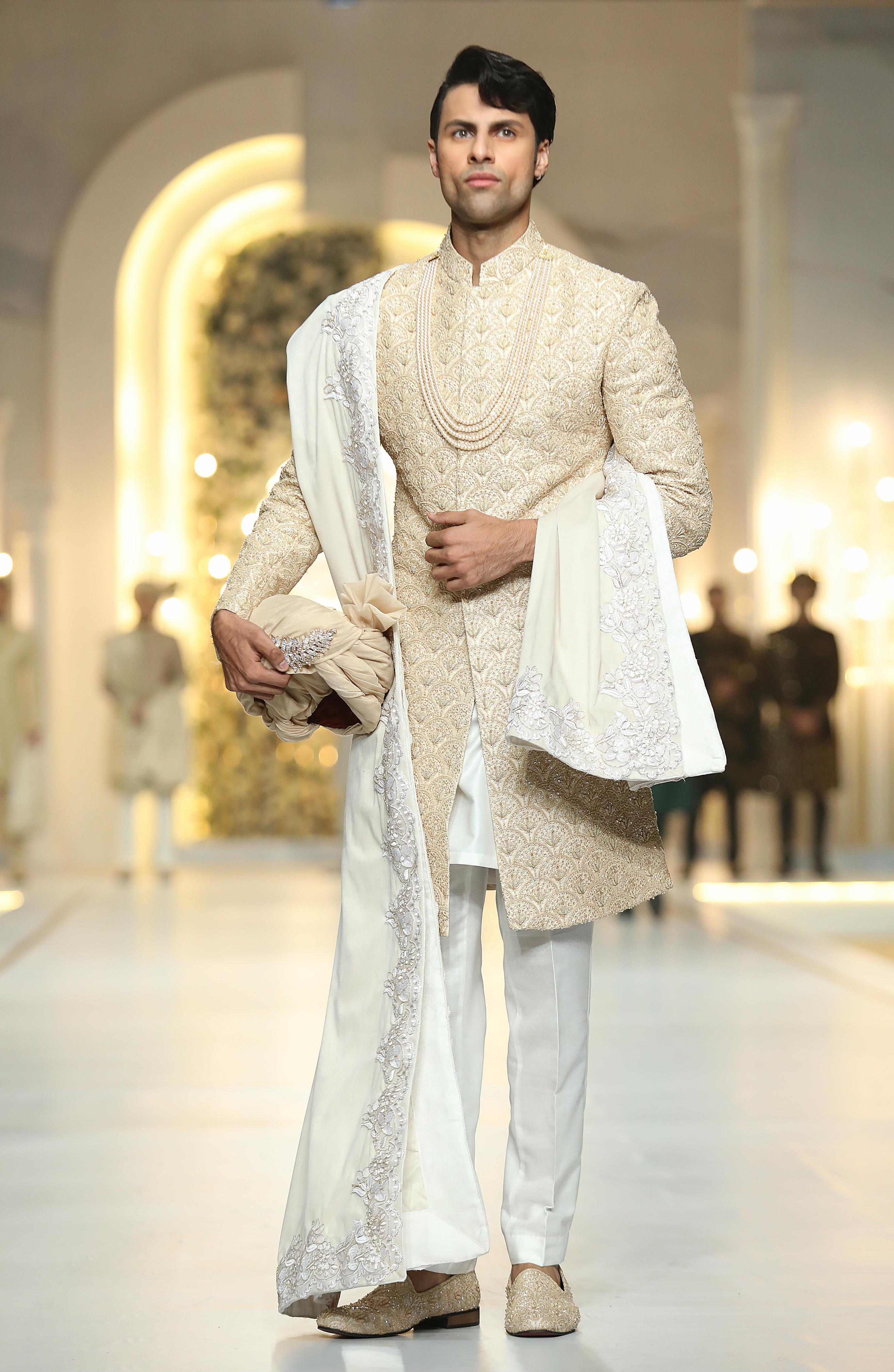 Beige Embroidered Sherwani Humayunalamgir