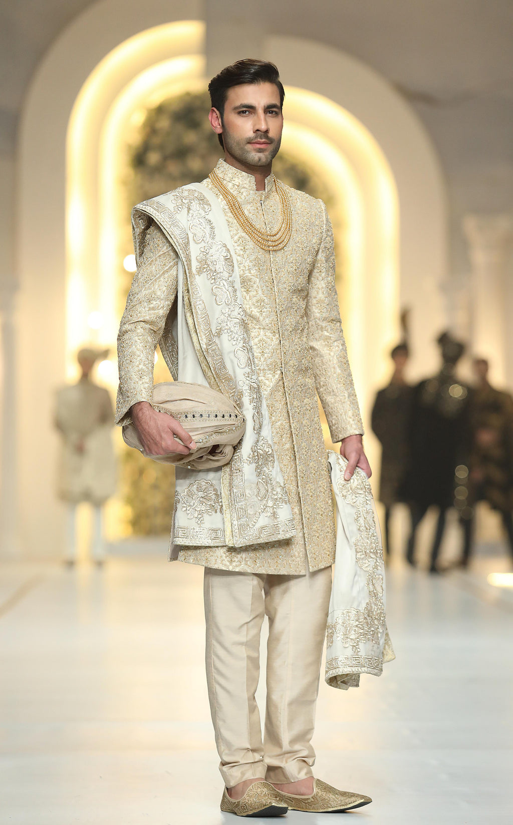 Beige Self-Embroidered Sherwani Humayunalamgir