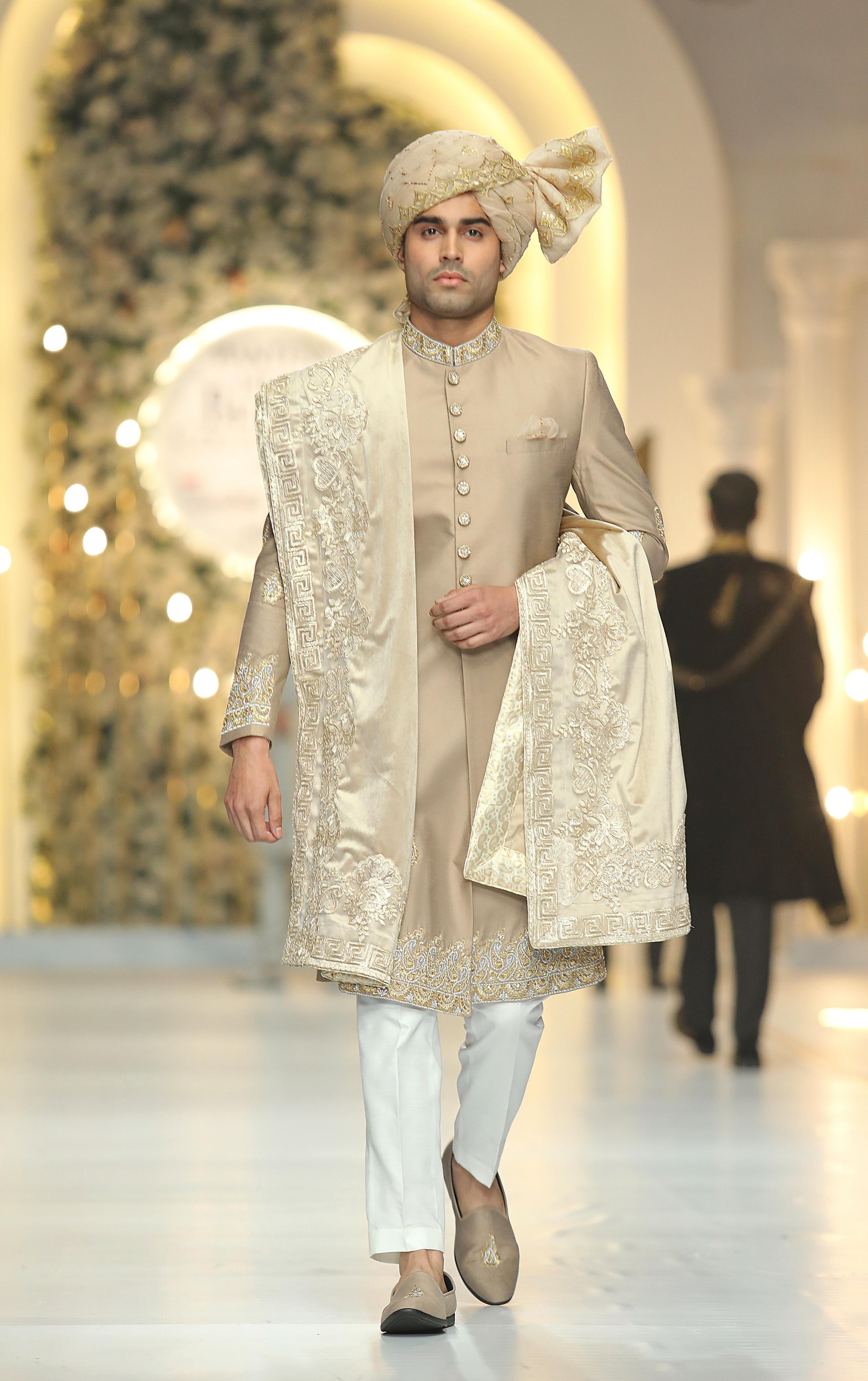 Beige Raw Silk Sherwani Humayunalamgir