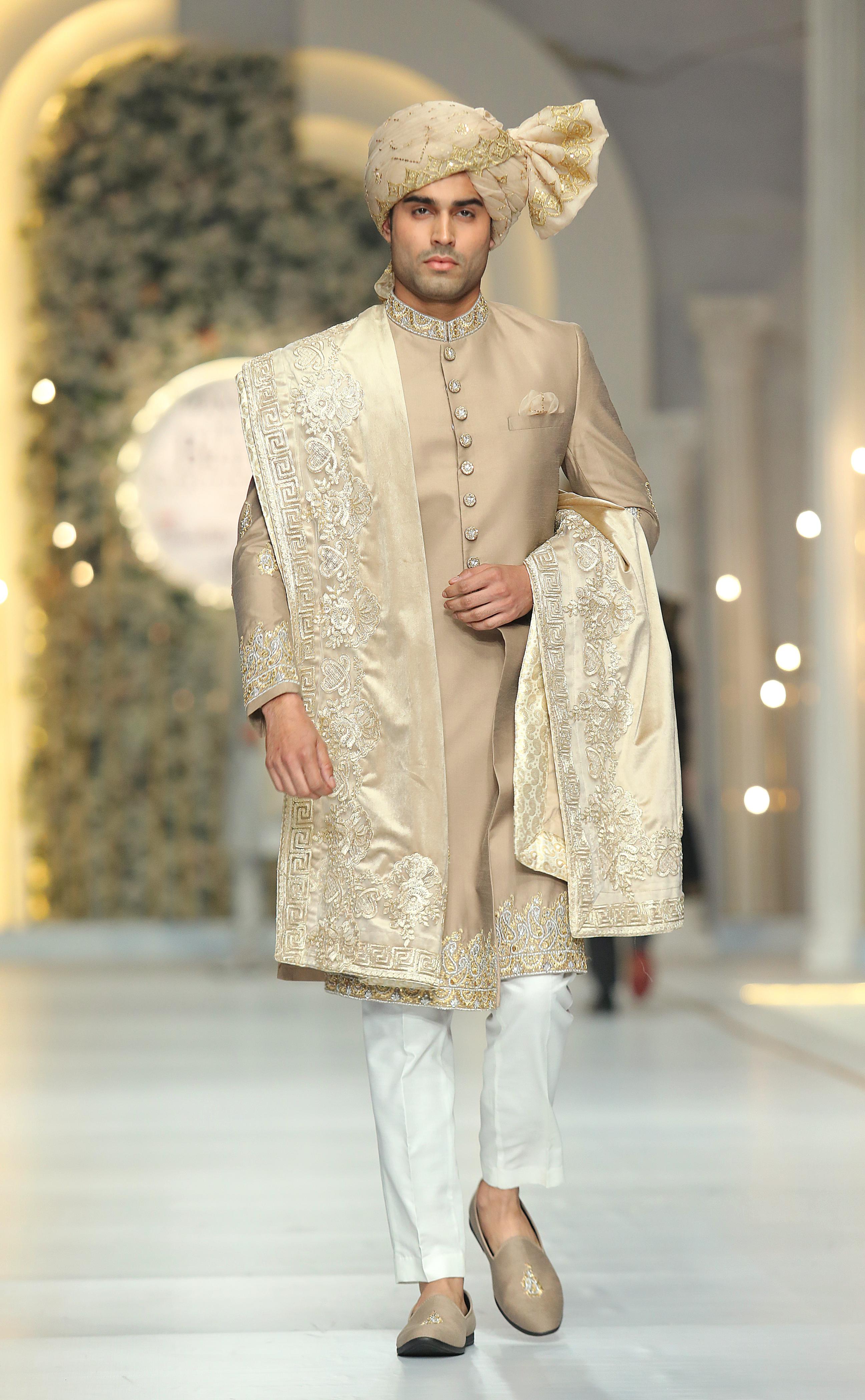 Beige Raw Silk Sherwani Humayunalamgir