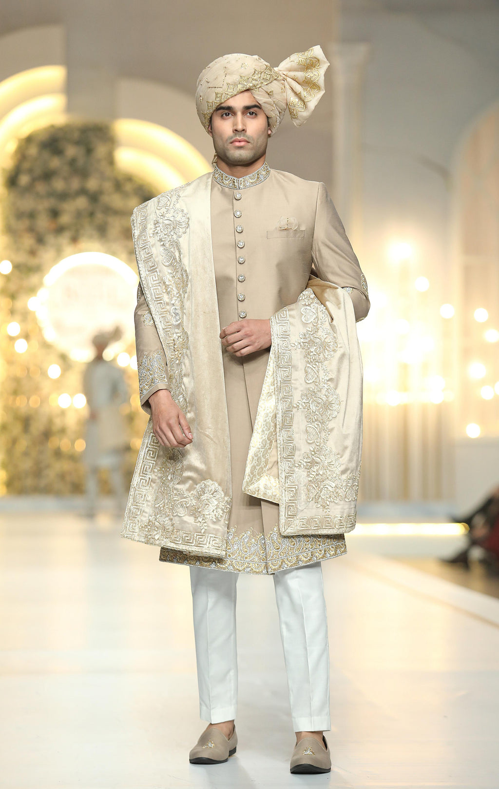 Beige Raw Silk Sherwani Humayunalamgir