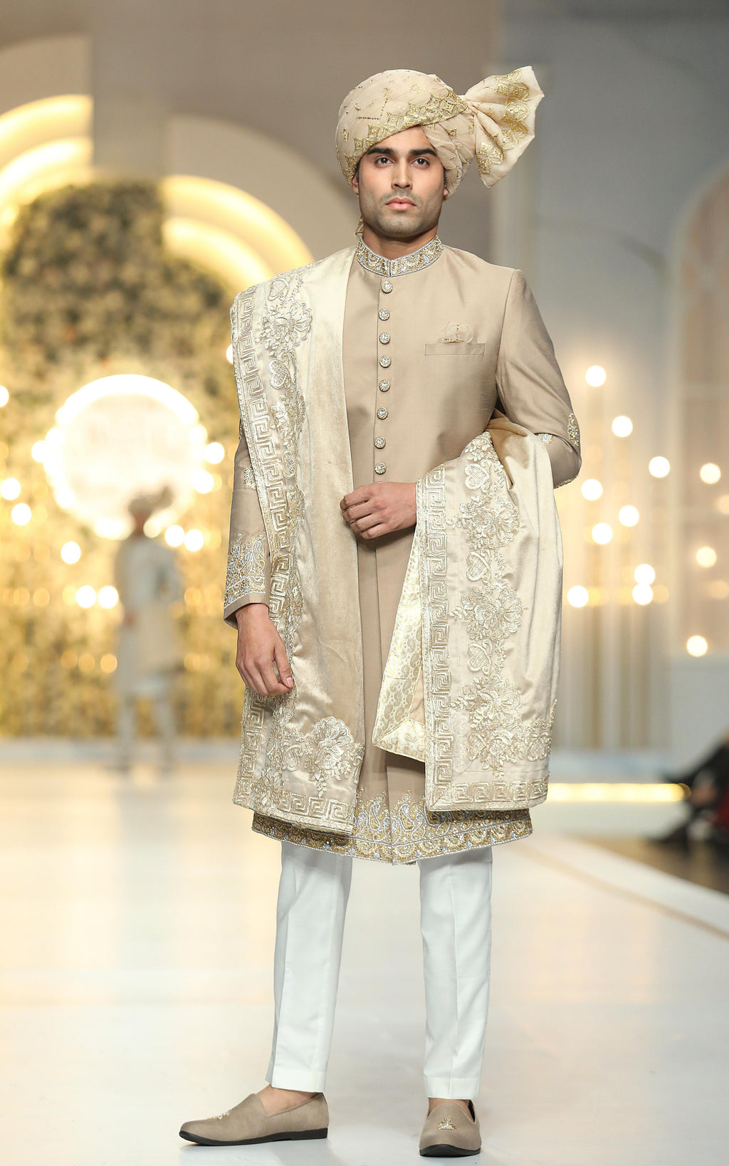Beige Raw Silk Sherwani Humayunalamgir